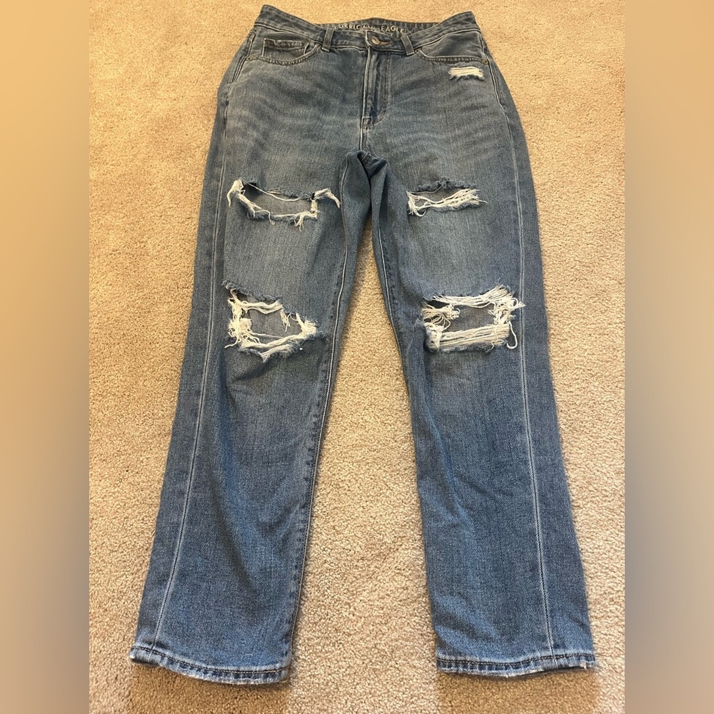 American Eagle Outfitters Blue Boyfriend Jeans Distressed